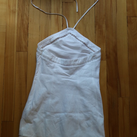Staud White Megan Linen Cotton Halter Handkerchief Dress - Picture 2 of 3